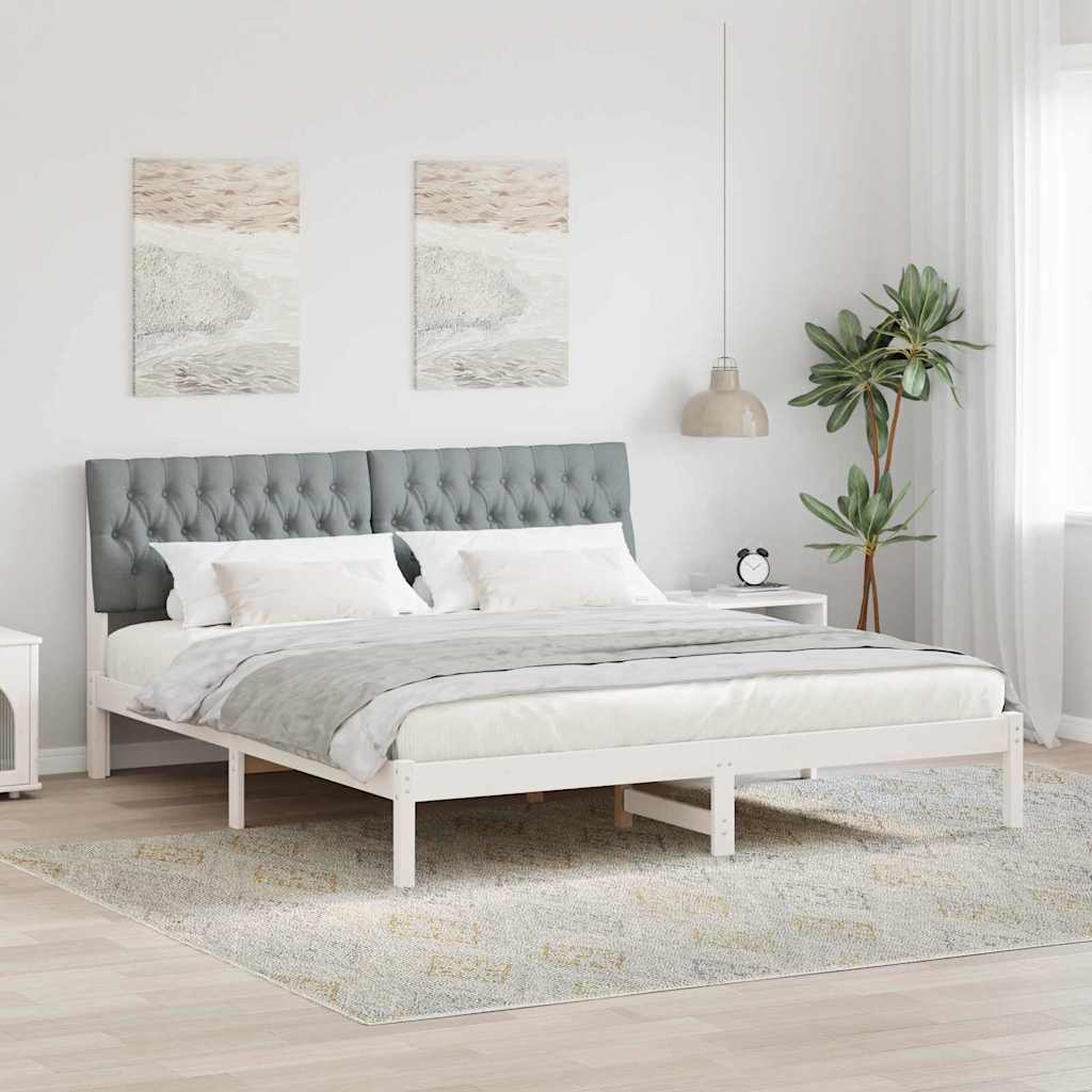 Bedframe met Gevoerd Hoofdgedeelte Wit 180 x 200 cm is nu te koop bij PeponiXL, paradijselijk wonen!