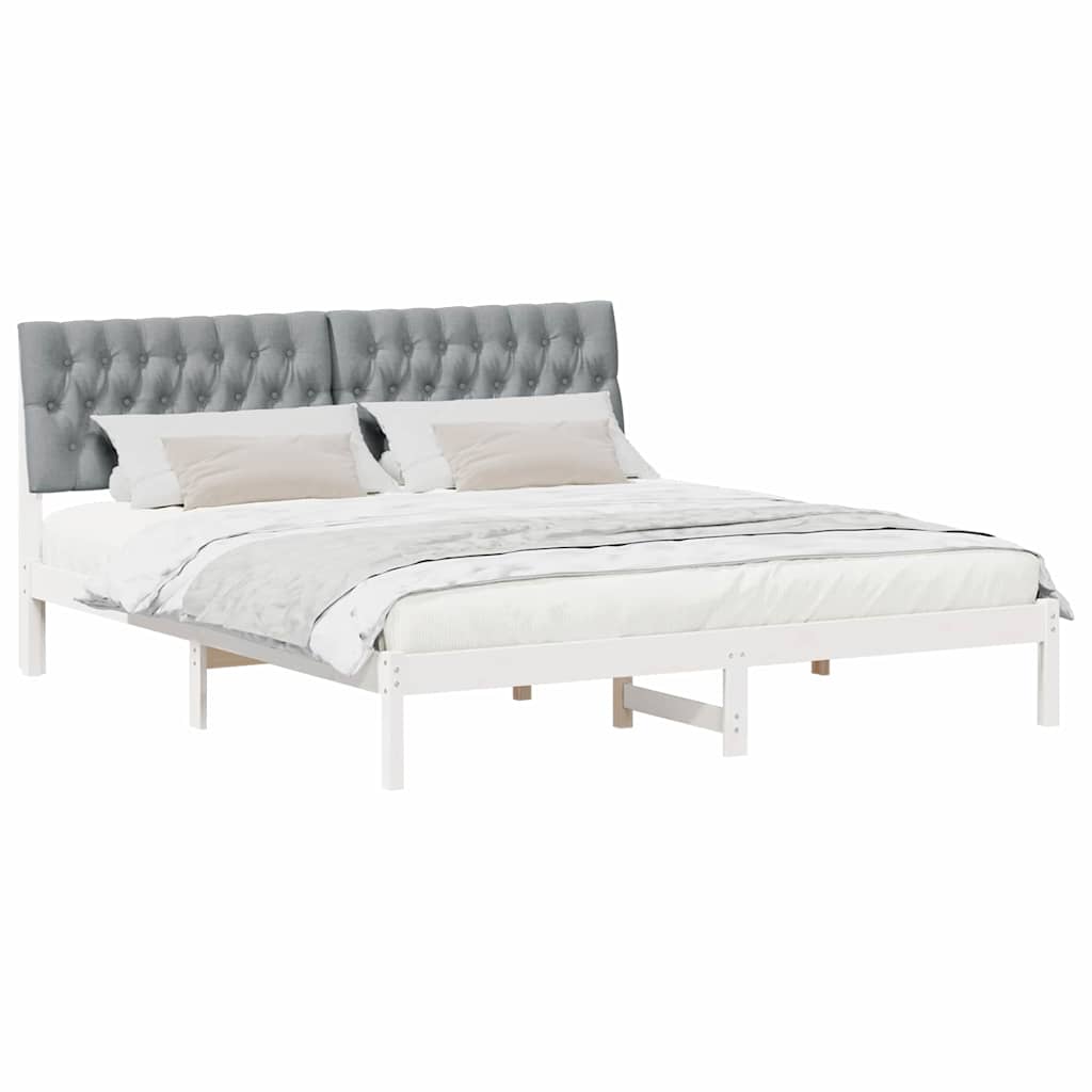 Bedframe met Gevoerd Hoofdgedeelte Wit 180 x 200 cm is nu te koop bij PeponiXL, paradijselijk wonen!