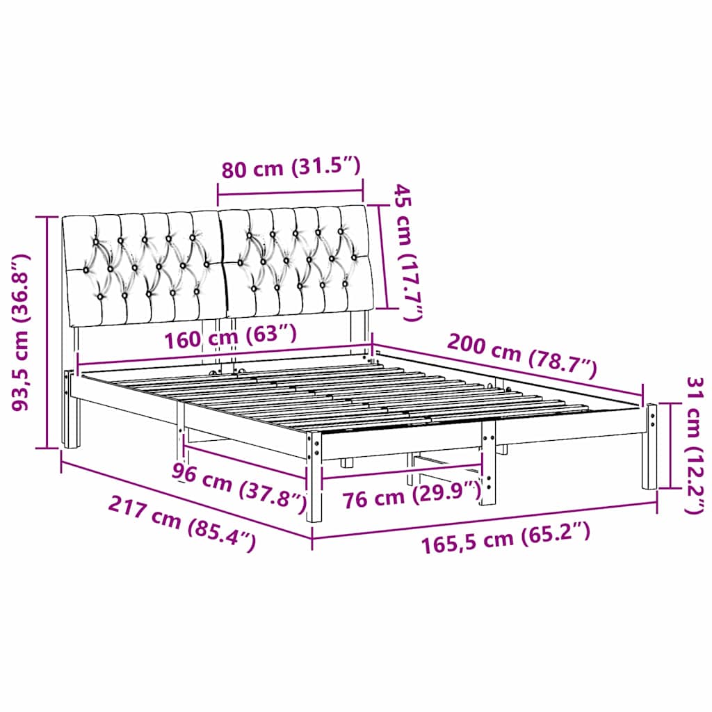 Bedframe met Gevoerd Hoofdgedeelte Wit 160 x 200 cm is nu te koop bij PeponiXL, paradijselijk wonen!