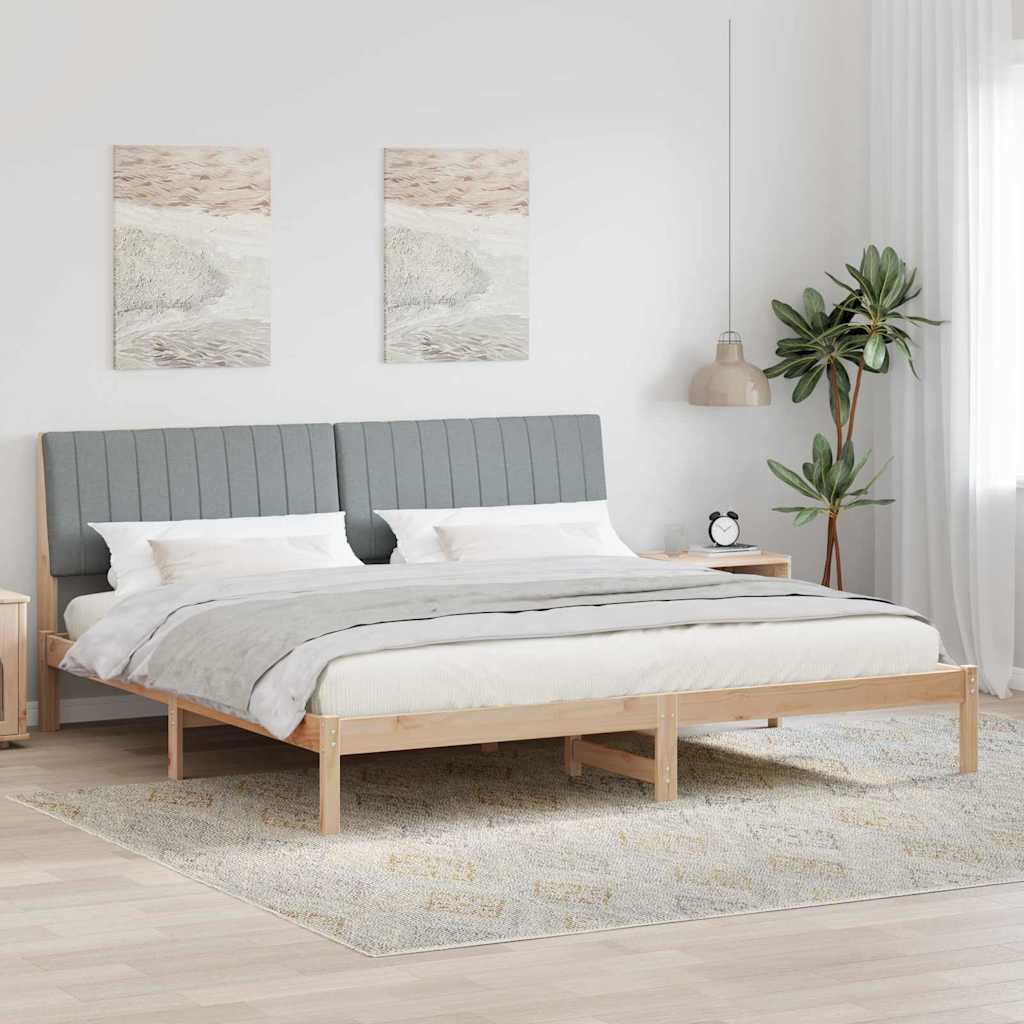 Bedframe met hoofdeinde Bruin 200 x 200 cm Massief grenenhout is nu te koop bij PeponiXL, paradijselijk wonen!
