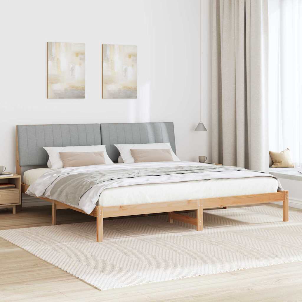 Bedframe met hoofdeinde Bruin 200 x 200 cm Massief grenenhout is nu te koop bij PeponiXL, paradijselijk wonen!
