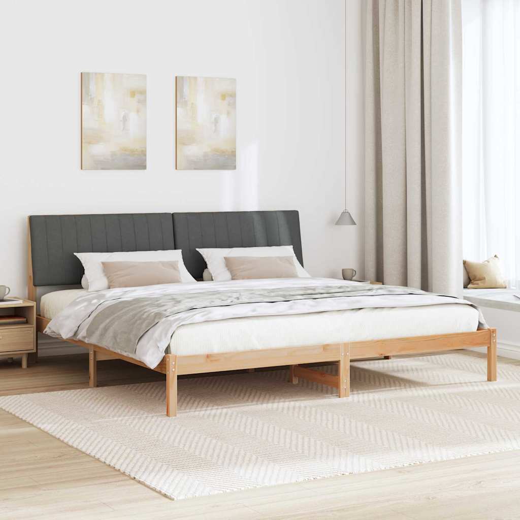 Bedframe met hoofdeinde Bruin 200 x 200 cm Massief grenenhout is nu te koop bij PeponiXL, paradijselijk wonen!