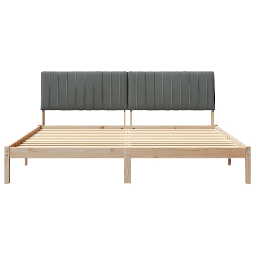 Bedframe met hoofdeinde Bruin 200 x 200 cm Massief grenenhout is nu te koop bij PeponiXL, paradijselijk wonen!