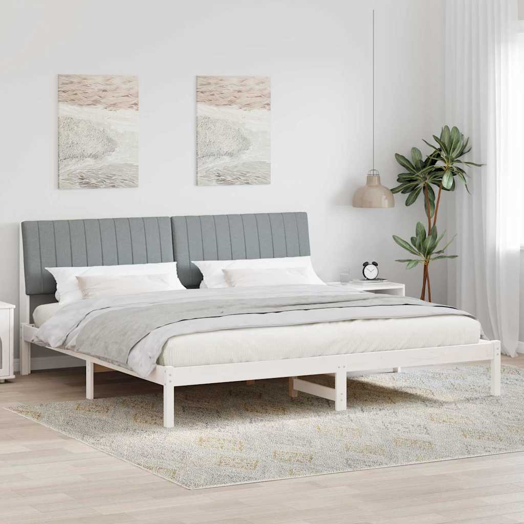Bedframe met hoofdeinde Wit 200 x 200 cm Massief grenenhout is nu te koop bij PeponiXL, paradijselijk wonen!