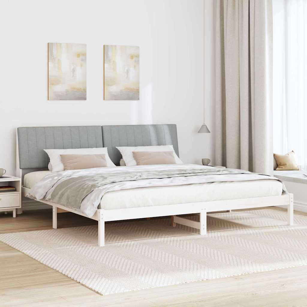 Bedframe met hoofdeinde Wit 200 x 200 cm Massief grenenhout is nu te koop bij PeponiXL, paradijselijk wonen!