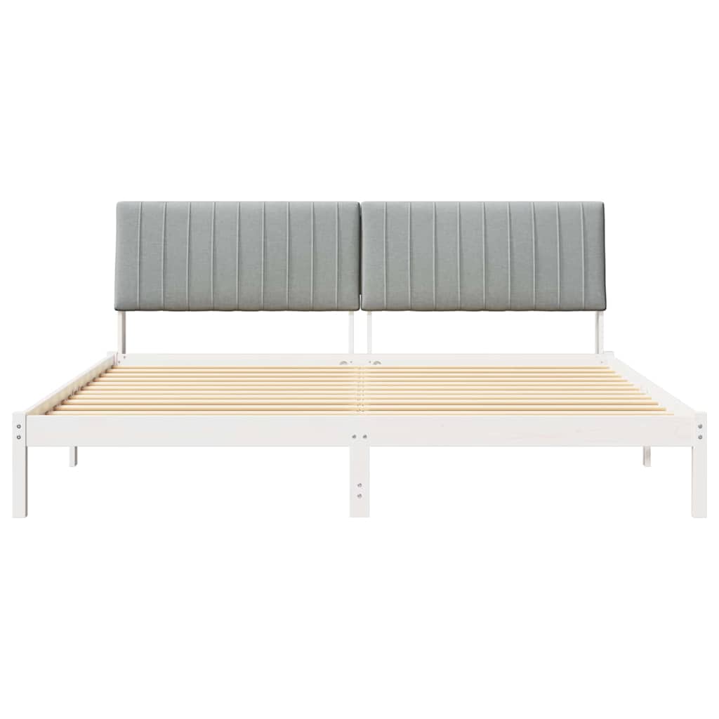Bedframe met hoofdeinde Wit 200 x 200 cm Massief grenenhout is nu te koop bij PeponiXL, paradijselijk wonen!