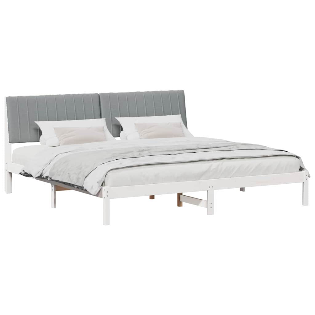 Bedframe met hoofdeinde Wit 200 x 200 cm Massief grenenhout is nu te koop bij PeponiXL, paradijselijk wonen!