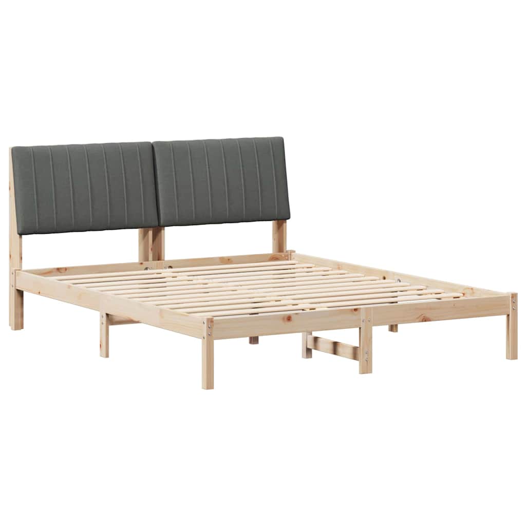 Bedframe met hoofdeinde Bruin 160 x 200 cm Massief grenenhout is nu te koop bij PeponiXL, paradijselijk wonen!