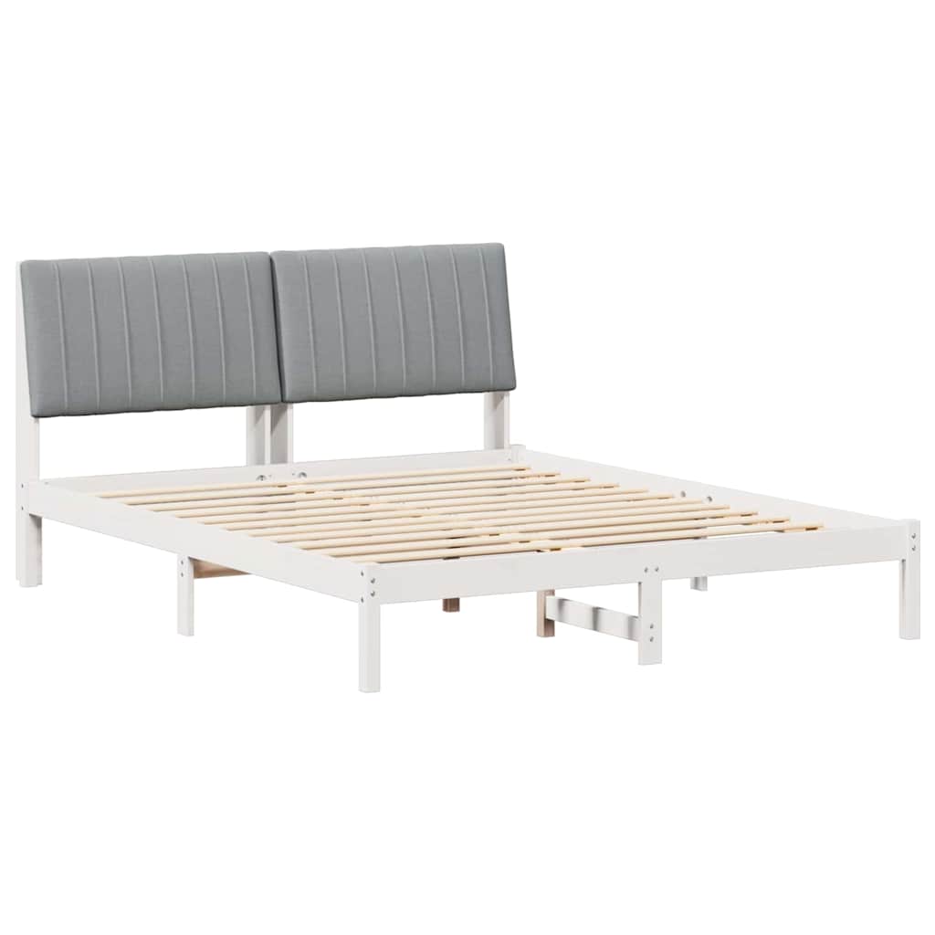 Bedframe met hoofdeinde Wit 160 x 200 cm Massief grenenhout is nu te koop bij PeponiXL, paradijselijk wonen!