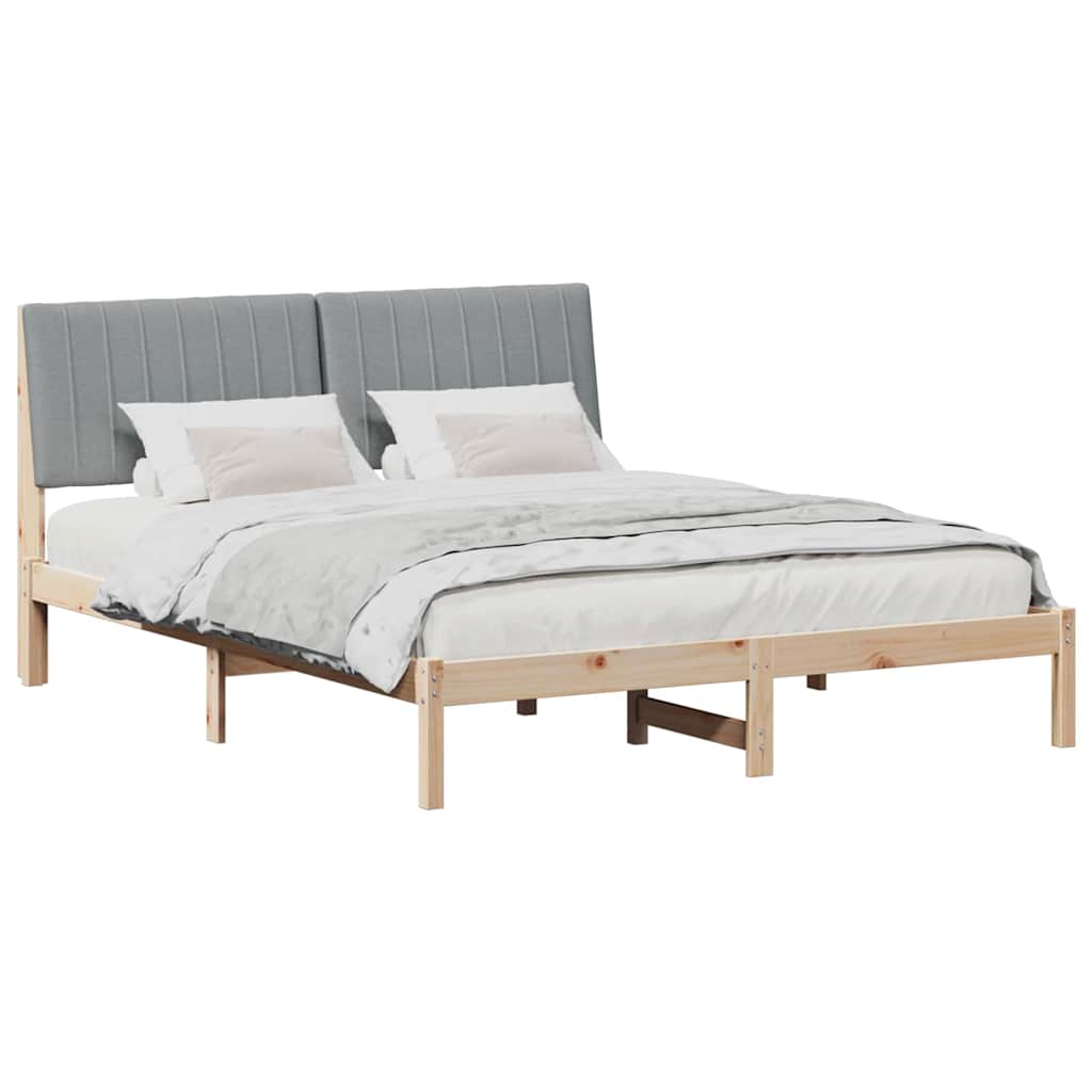 Bedframe met hoofdeinde Bruin 150 x 200 cm Massief grenenhout is nu te koop bij PeponiXL, paradijselijk wonen!
