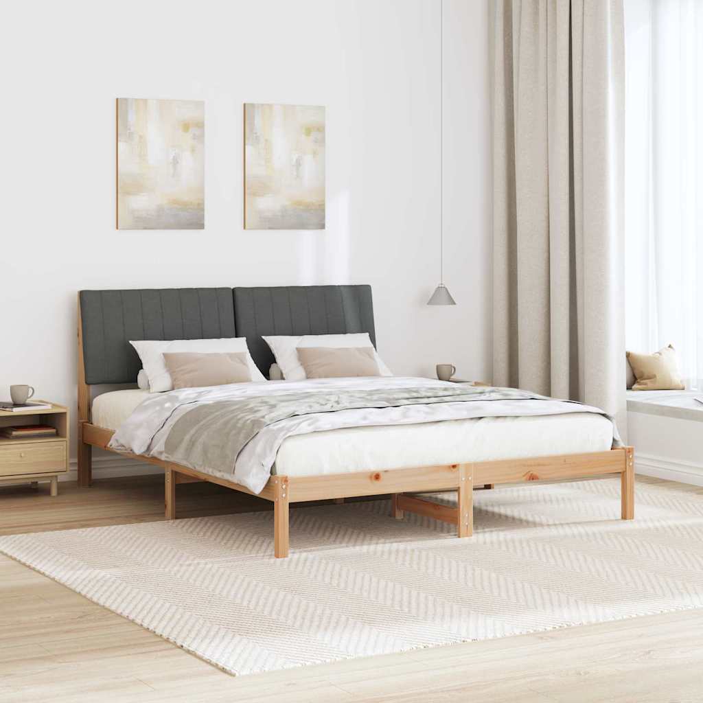 Bedframe met hoofdeinde Bruin 150 x 200 cm Massief grenenhout is nu te koop bij PeponiXL, paradijselijk wonen!