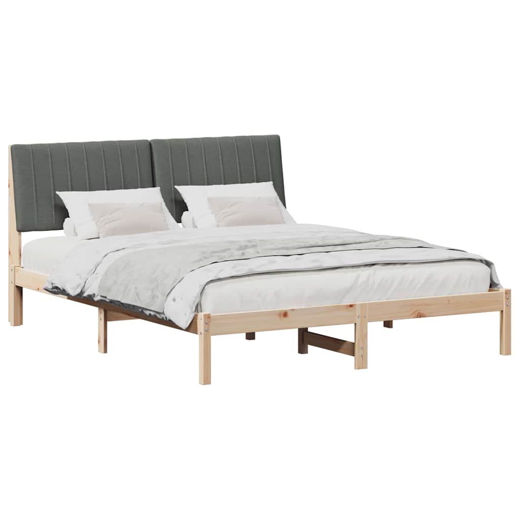 Bedframe met hoofdeinde Bruin 150 x 200 cm Massief grenenhout is nu te koop bij PeponiXL, paradijselijk wonen!