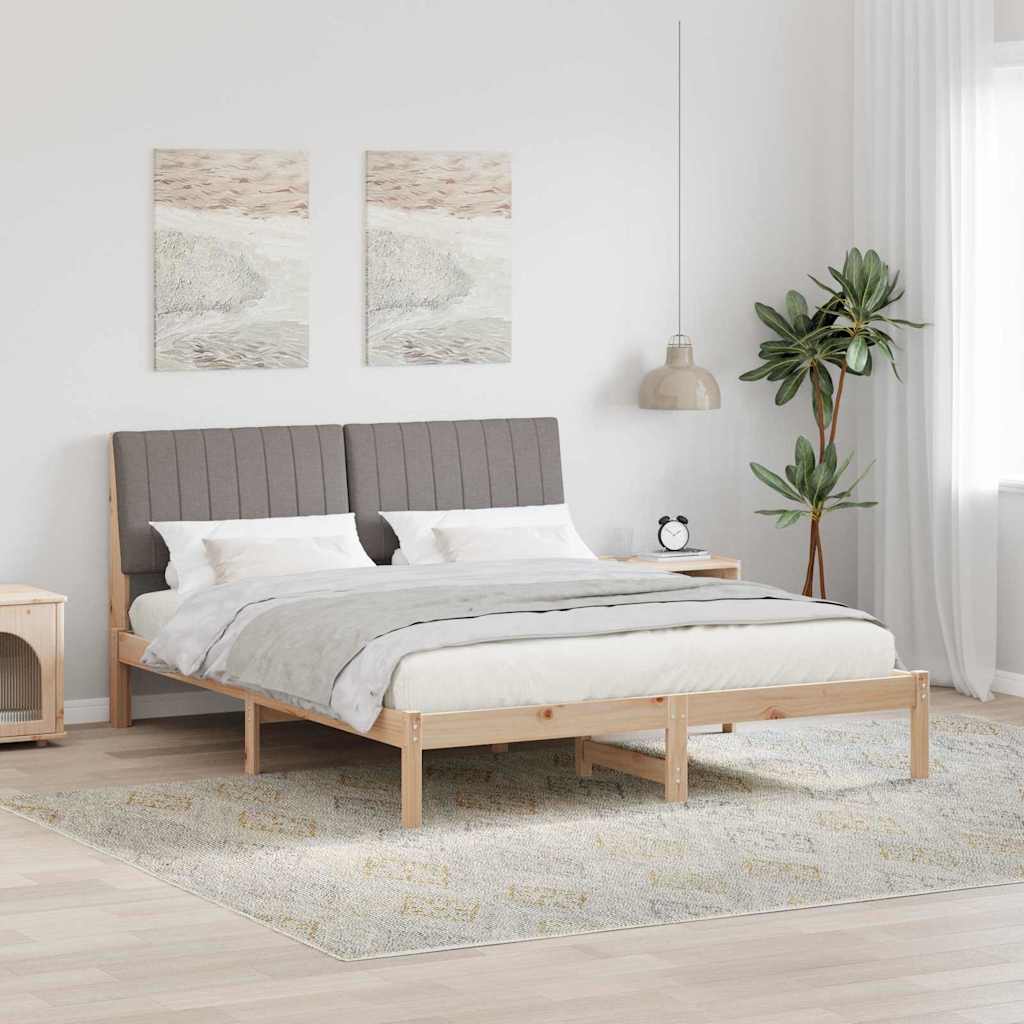 Bedframe met hoofdeinde Bruin 150 x 200 cm Massief grenenhout is nu te koop bij PeponiXL, paradijselijk wonen!