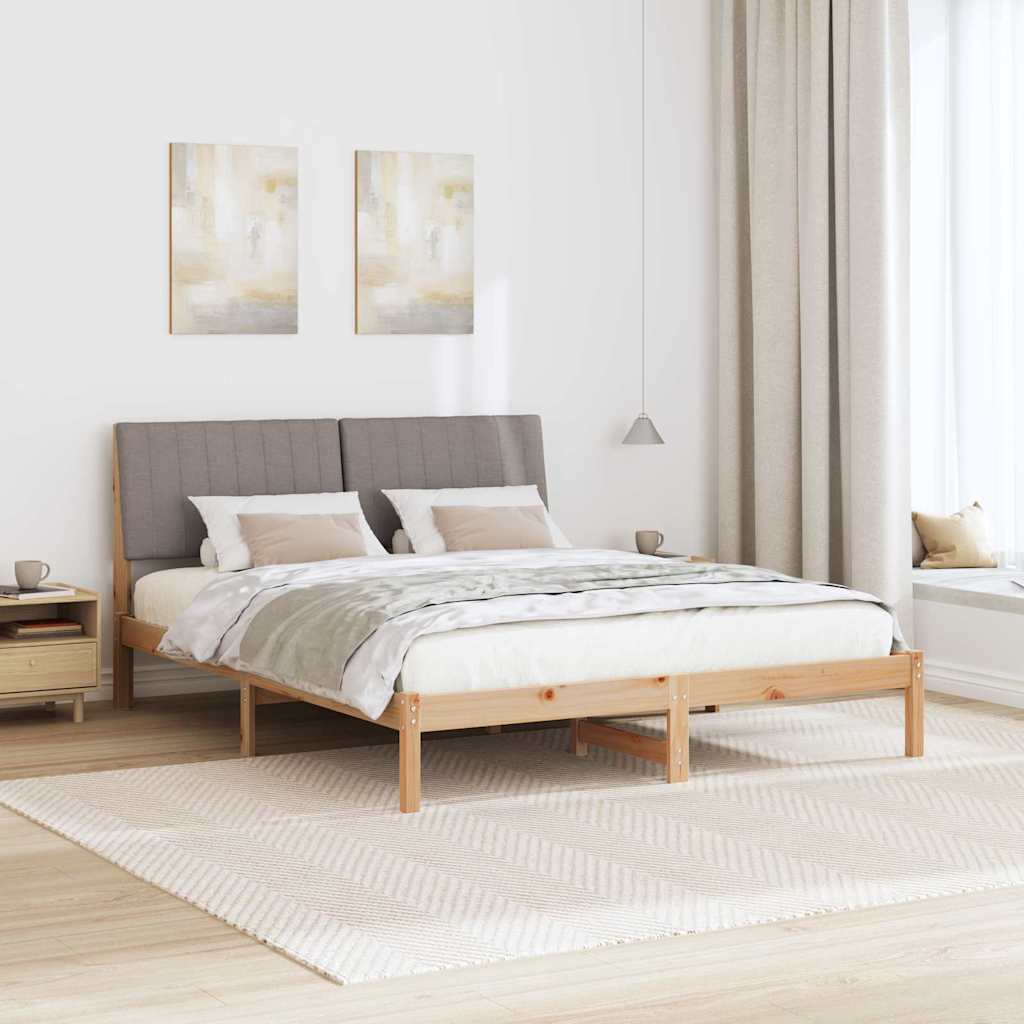 Bedframe met hoofdeinde Bruin 150 x 200 cm Massief grenenhout is nu te koop bij PeponiXL, paradijselijk wonen!