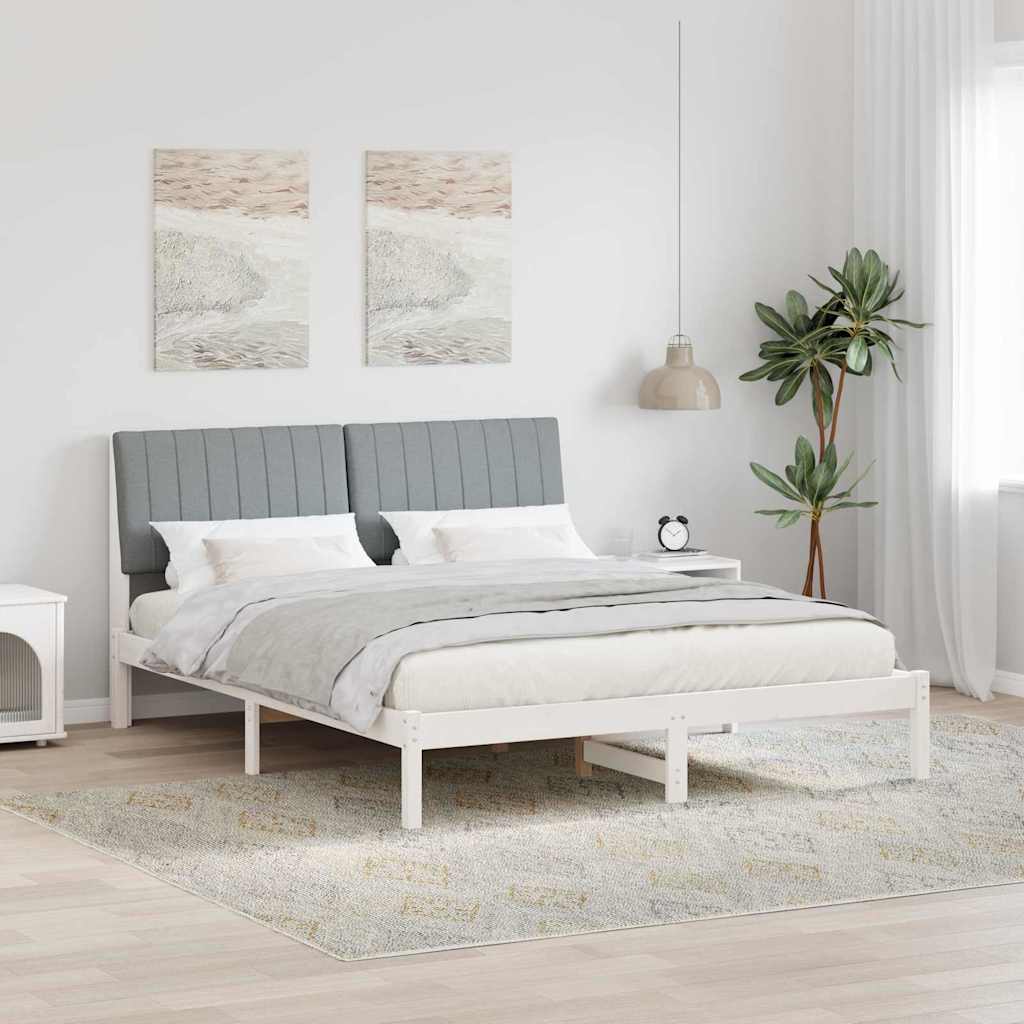 Bedframe met hoofdeinde Wit 150 x 200 cm Massief grenenhout is nu te koop bij PeponiXL, paradijselijk wonen!