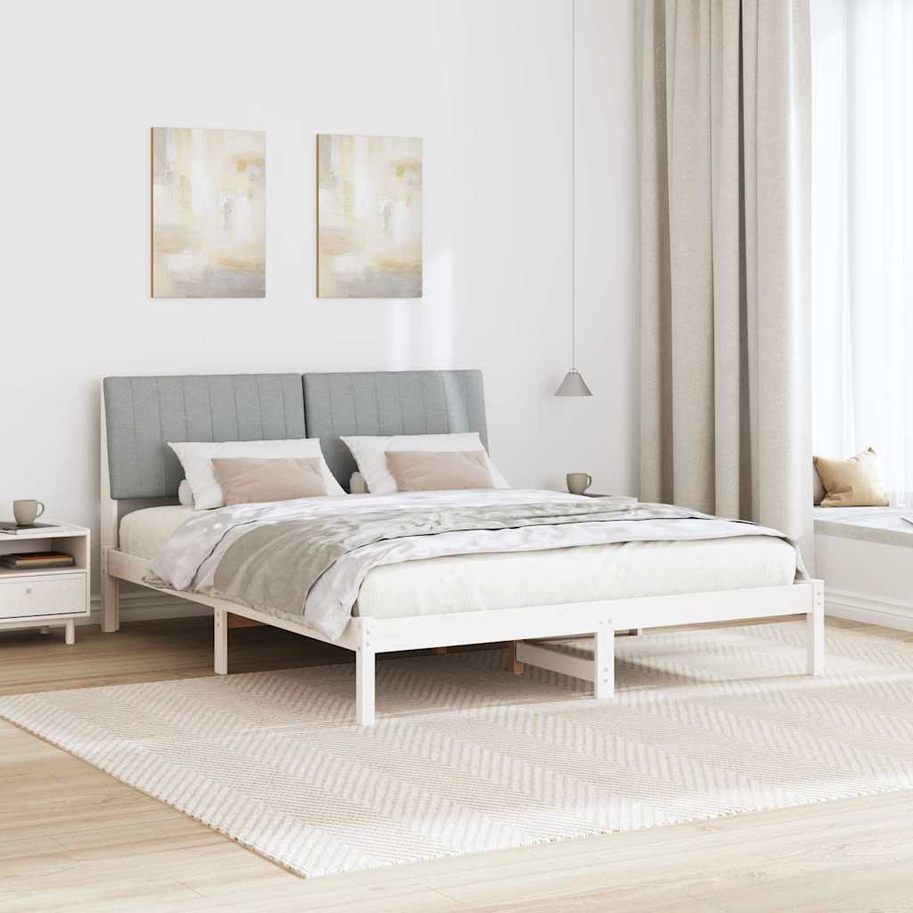 Bedframe met hoofdeinde Wit 150 x 200 cm Massief grenenhout is nu te koop bij PeponiXL, paradijselijk wonen!
