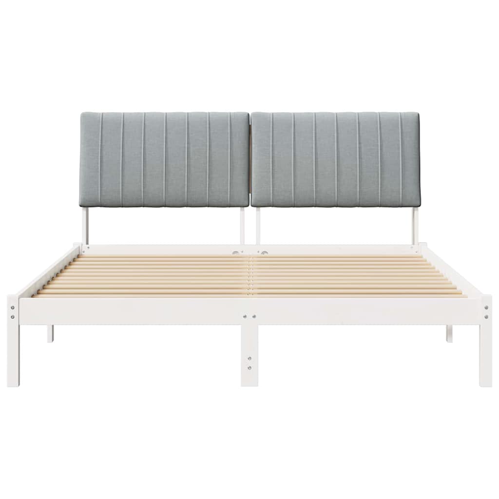 Bedframe met hoofdeinde Wit 150 x 200 cm Massief grenenhout is nu te koop bij PeponiXL, paradijselijk wonen!