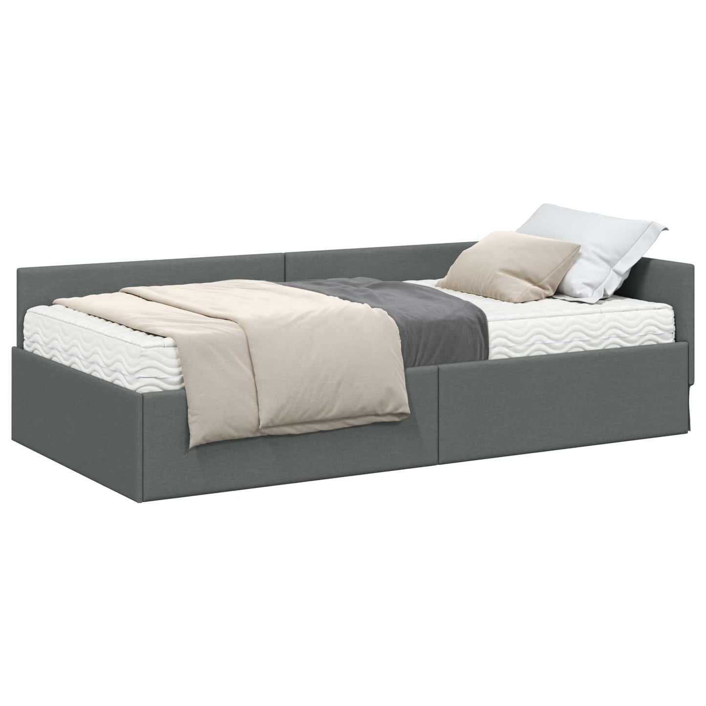 Hoekbedframe met Matras Anders met hoofdeinde 2 pcs Grijs Stof is nu te koop bij PeponiXL, paradijselijk wonen!