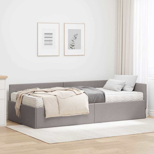 Hoekbedframe met Matras Anders met hoofdeinde 2 pcs Taupe Stof is nu te koop bij PeponiXL, paradijselijk wonen!