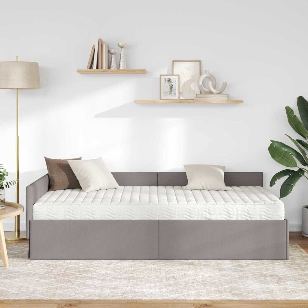 Hoekbedframe met Matras Anders met hoofdeinde 2 pcs Taupe Stof is nu te koop bij PeponiXL, paradijselijk wonen!