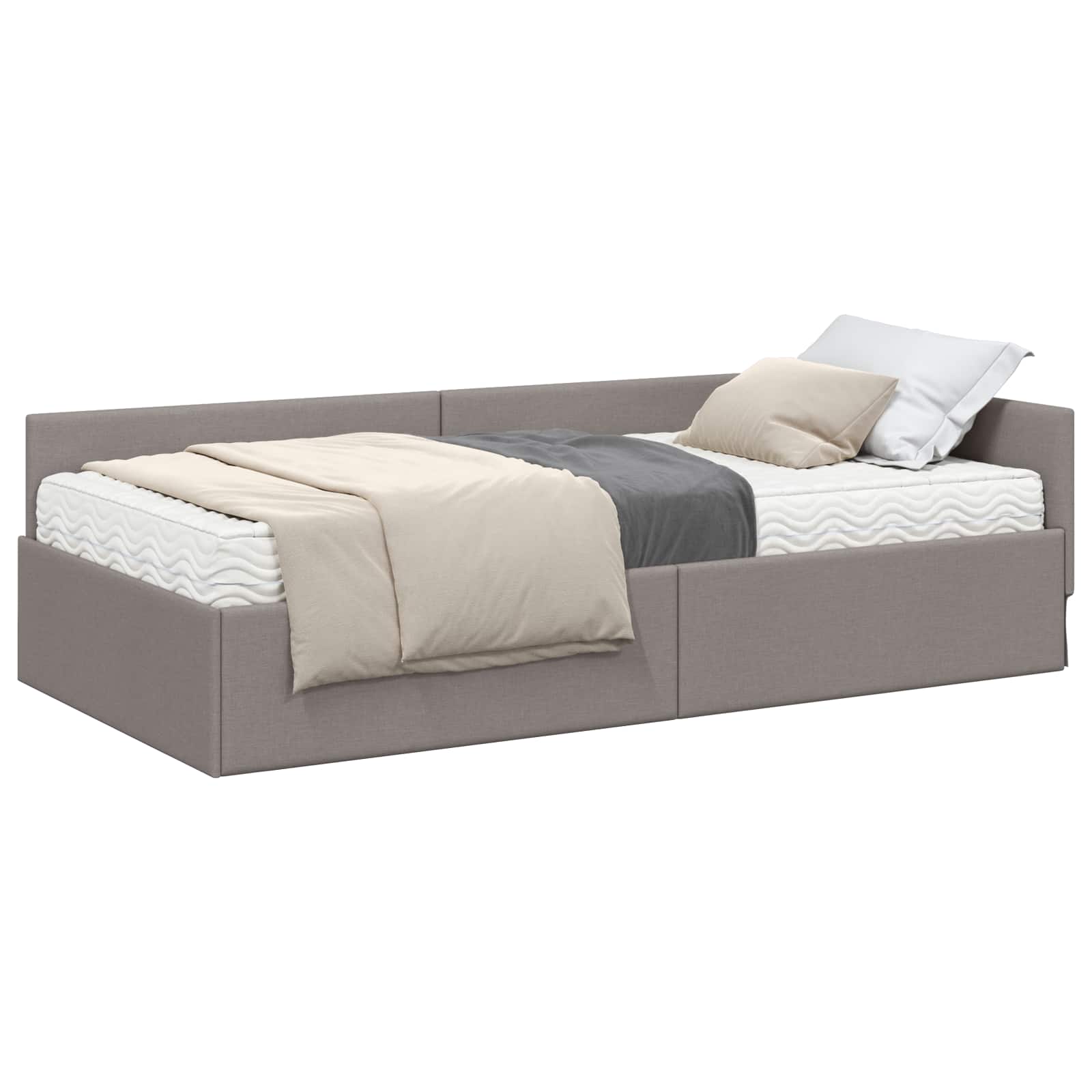 Hoekbedframe met Matras Anders met hoofdeinde 2 pcs Taupe Stof is nu te koop bij PeponiXL, paradijselijk wonen!