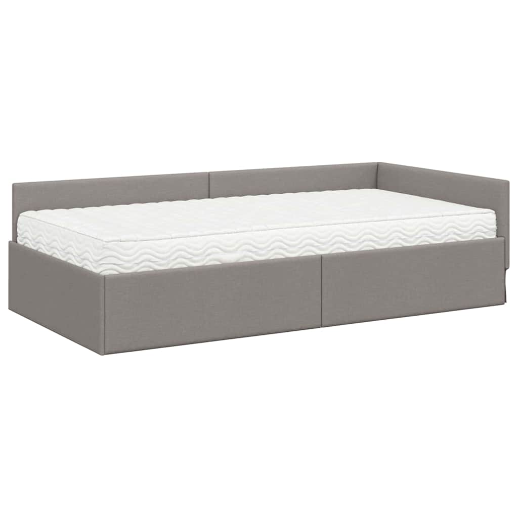 Hoekbedframe met Matras Anders met hoofdeinde 2 pcs Taupe Stof is nu te koop bij PeponiXL, paradijselijk wonen!