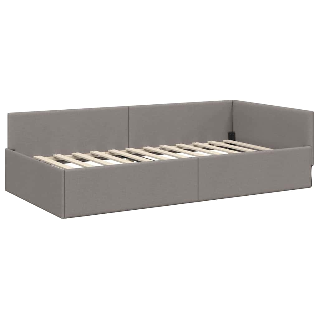 Hoekbedframe met Matras Anders met hoofdeinde 2 pcs Taupe Stof is nu te koop bij PeponiXL, paradijselijk wonen!