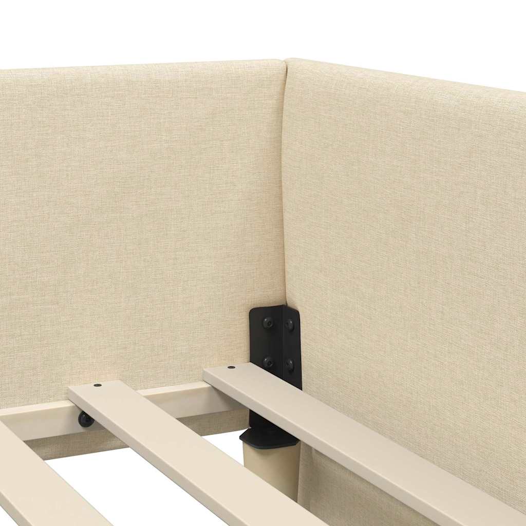 Hoekbedframe met Matras Anders met hoofdeinde 2 pcs Crème Stof is nu te koop bij PeponiXL, paradijselijk wonen!