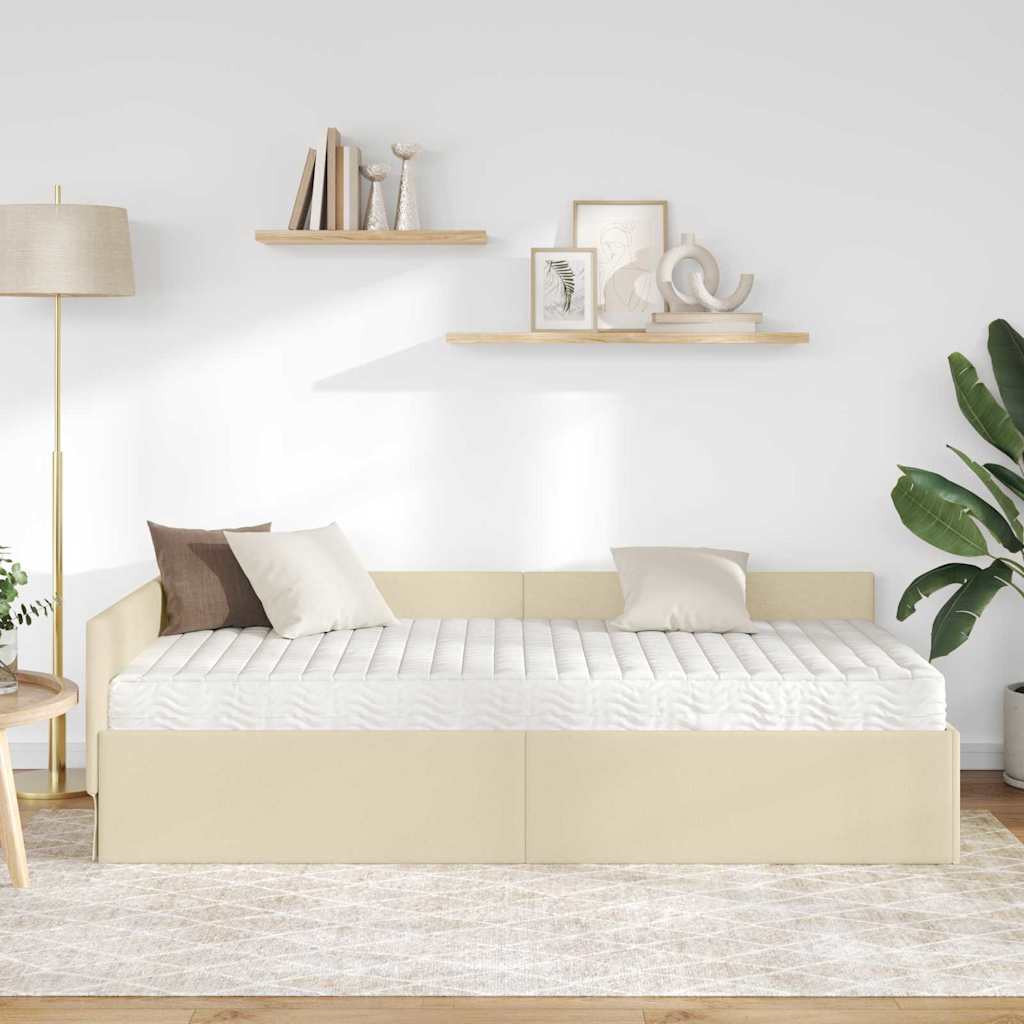 Hoekbedframe met Matras Anders met hoofdeinde 2 pcs Crème Stof is nu te koop bij PeponiXL, paradijselijk wonen!
