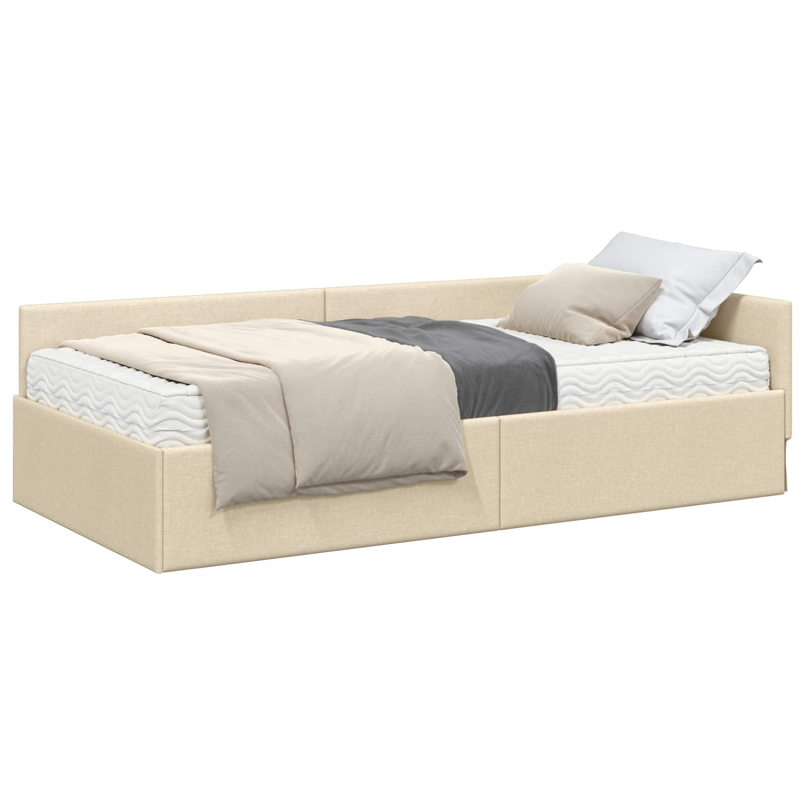 Hoekbedframe met Matras Anders met hoofdeinde 2 pcs Crème Stof is nu te koop bij PeponiXL, paradijselijk wonen!