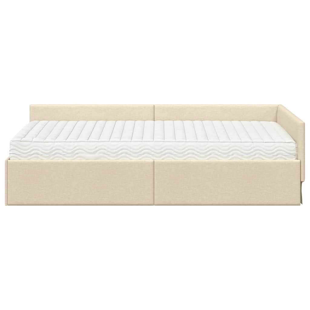 Hoekbedframe met Matras Anders met hoofdeinde 2 pcs Crème Stof is nu te koop bij PeponiXL, paradijselijk wonen!