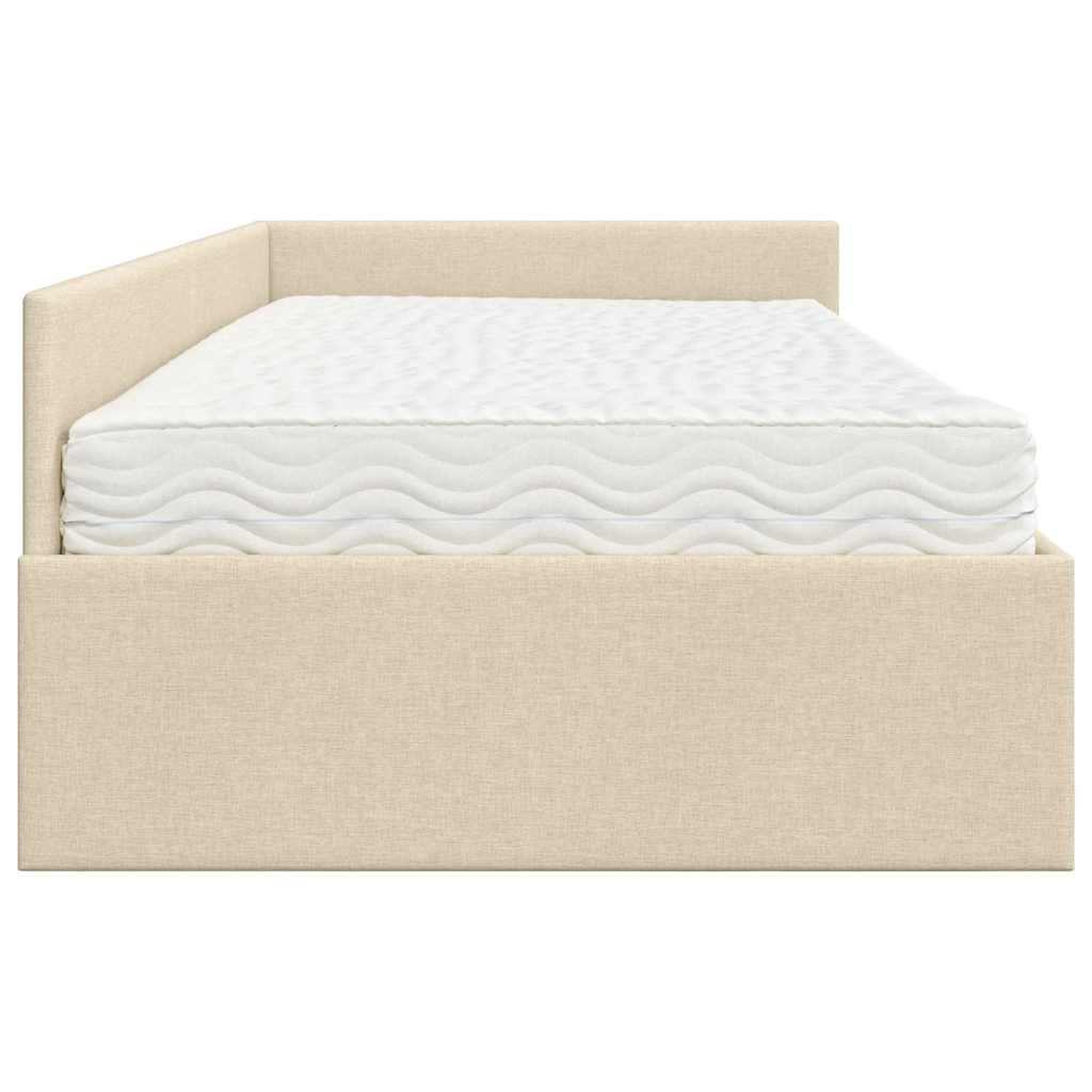 Hoekbedframe met Matras Anders met hoofdeinde 2 pcs Crème Stof is nu te koop bij PeponiXL, paradijselijk wonen!