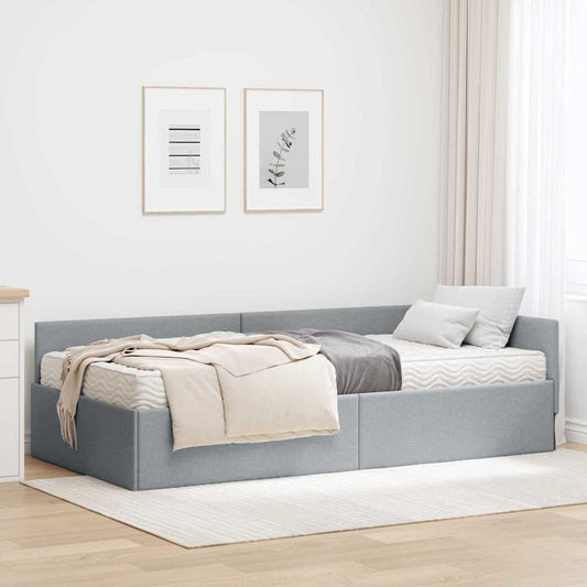 Hoekbedframe met Matras Anders 2 pcs Lichtgrijs Stof is nu te koop bij PeponiXL, paradijselijk wonen!