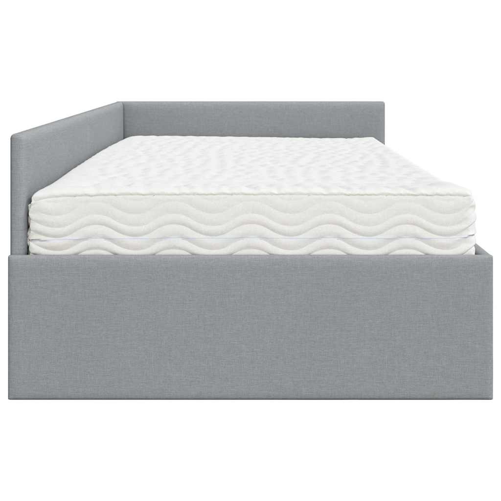 Hoekbedframe met Matras Anders 2 pcs Lichtgrijs Stof is nu te koop bij PeponiXL, paradijselijk wonen!