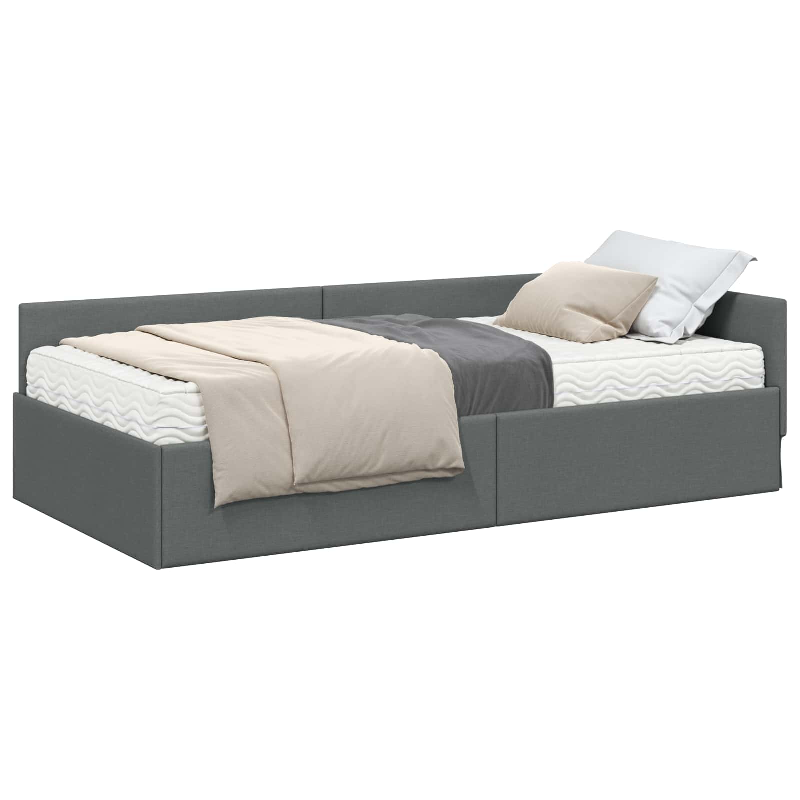 Hoekbedframe met Matras Anders met hoofdeinde 2 pcs Grijs Stof is nu te koop bij PeponiXL, paradijselijk wonen!