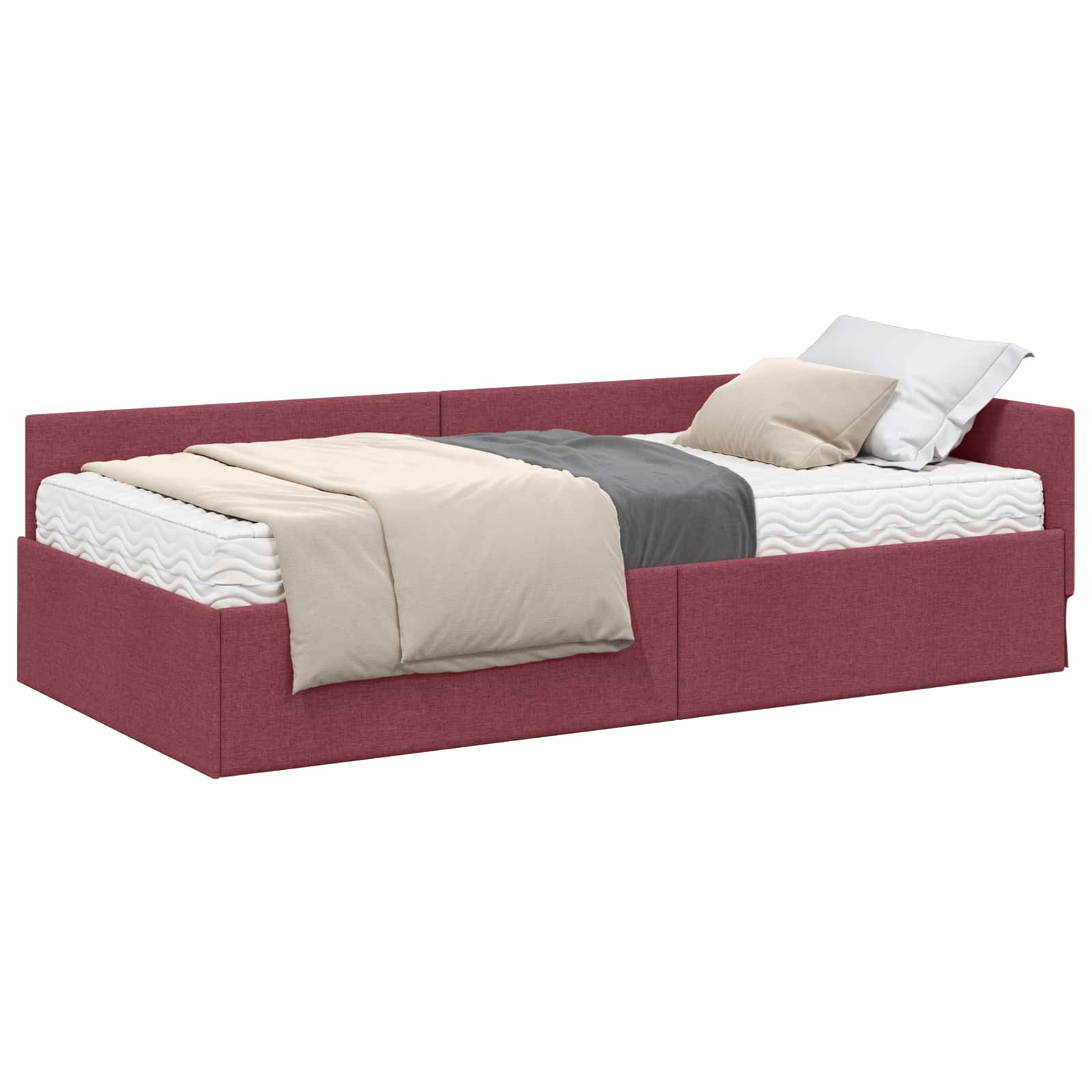 Hoekbedframe met Matras Anders met hoofdeinde 2 pcs Rood Stof is nu te koop bij PeponiXL, paradijselijk wonen!