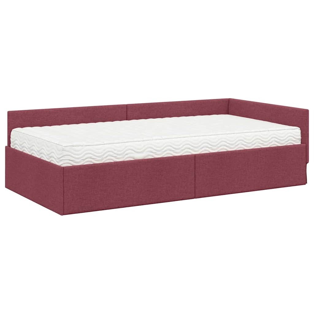 Hoekbedframe met Matras Anders met hoofdeinde 2 pcs Rood Stof is nu te koop bij PeponiXL, paradijselijk wonen!