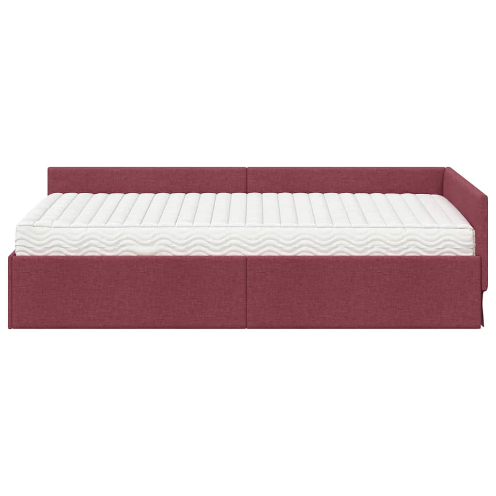 Hoekbedframe met Matras Anders met hoofdeinde 2 pcs Rood Stof is nu te koop bij PeponiXL, paradijselijk wonen!