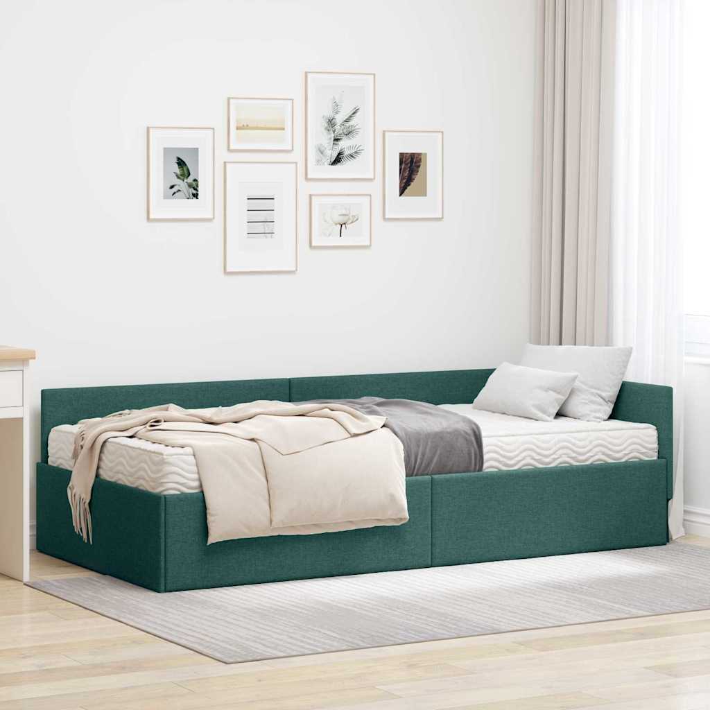 Hoekbedframe met Matras Anders met hoofdeinde 2 pcs Groen Stof is nu te koop bij PeponiXL, paradijselijk wonen!