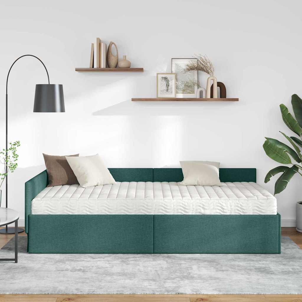 Hoekbedframe met Matras Anders met hoofdeinde 2 pcs Groen Stof is nu te koop bij PeponiXL, paradijselijk wonen!