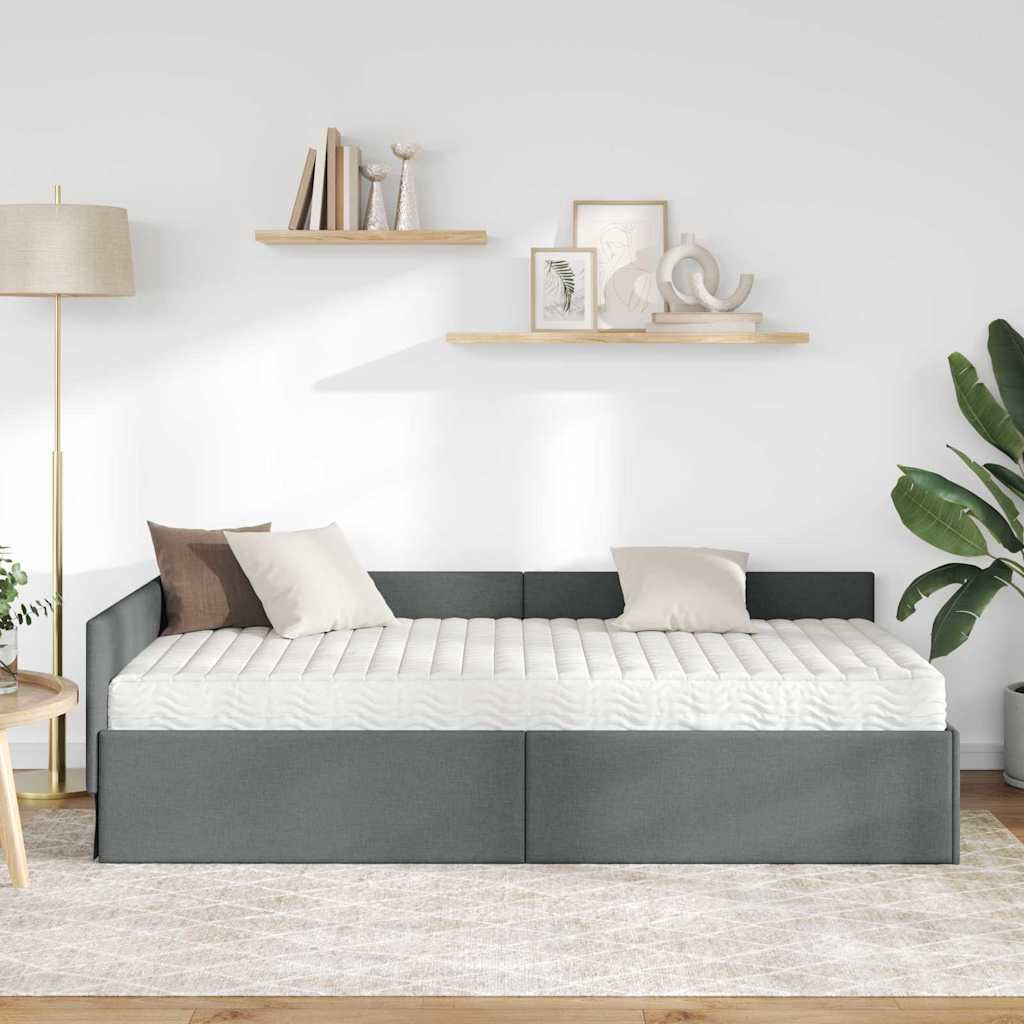 Hoekbedframe met Matras Anders met hoofdeinde 2 pcs Grijs Stof is nu te koop bij PeponiXL, paradijselijk wonen!