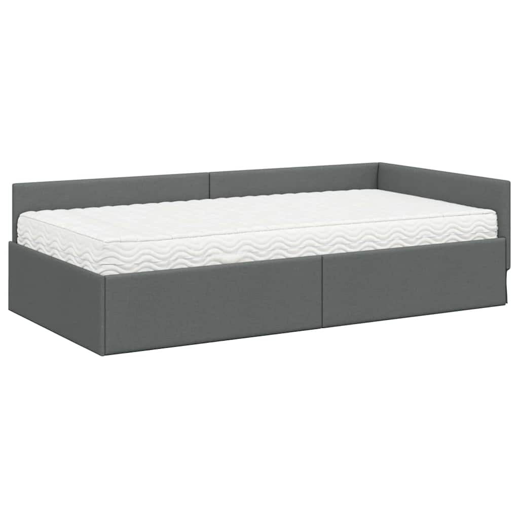 Hoekbedframe met Matras Anders met hoofdeinde 2 pcs Grijs Stof is nu te koop bij PeponiXL, paradijselijk wonen!