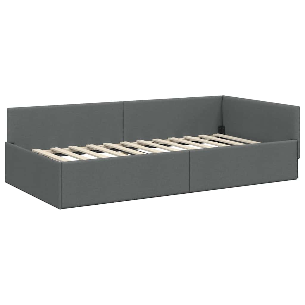 Hoekbedframe met Matras Anders met hoofdeinde 2 pcs Grijs Stof is nu te koop bij PeponiXL, paradijselijk wonen!