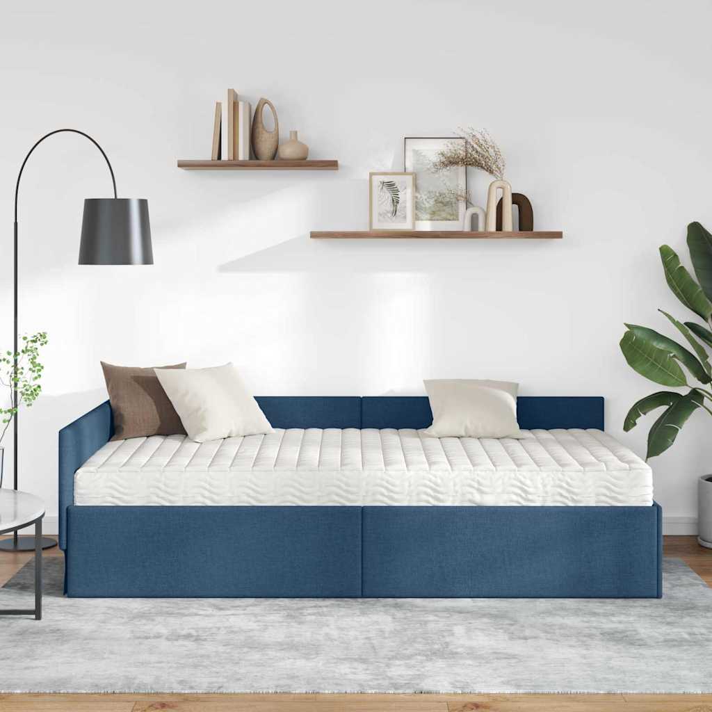 Hoekbedframe met Matras Anders met hoofdeinde 2 pcs Blauw Stof is nu te koop bij PeponiXL, paradijselijk wonen!