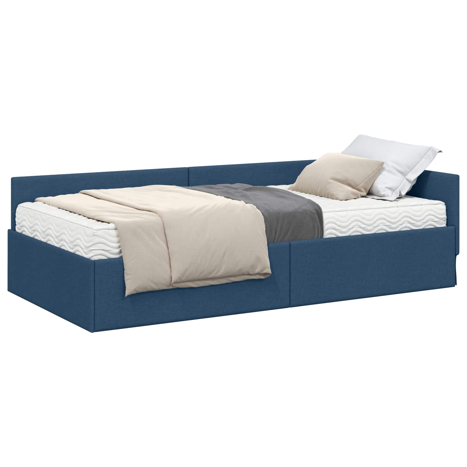 Hoekbedframe met Matras Anders met hoofdeinde 2 pcs Blauw Stof is nu te koop bij PeponiXL, paradijselijk wonen!