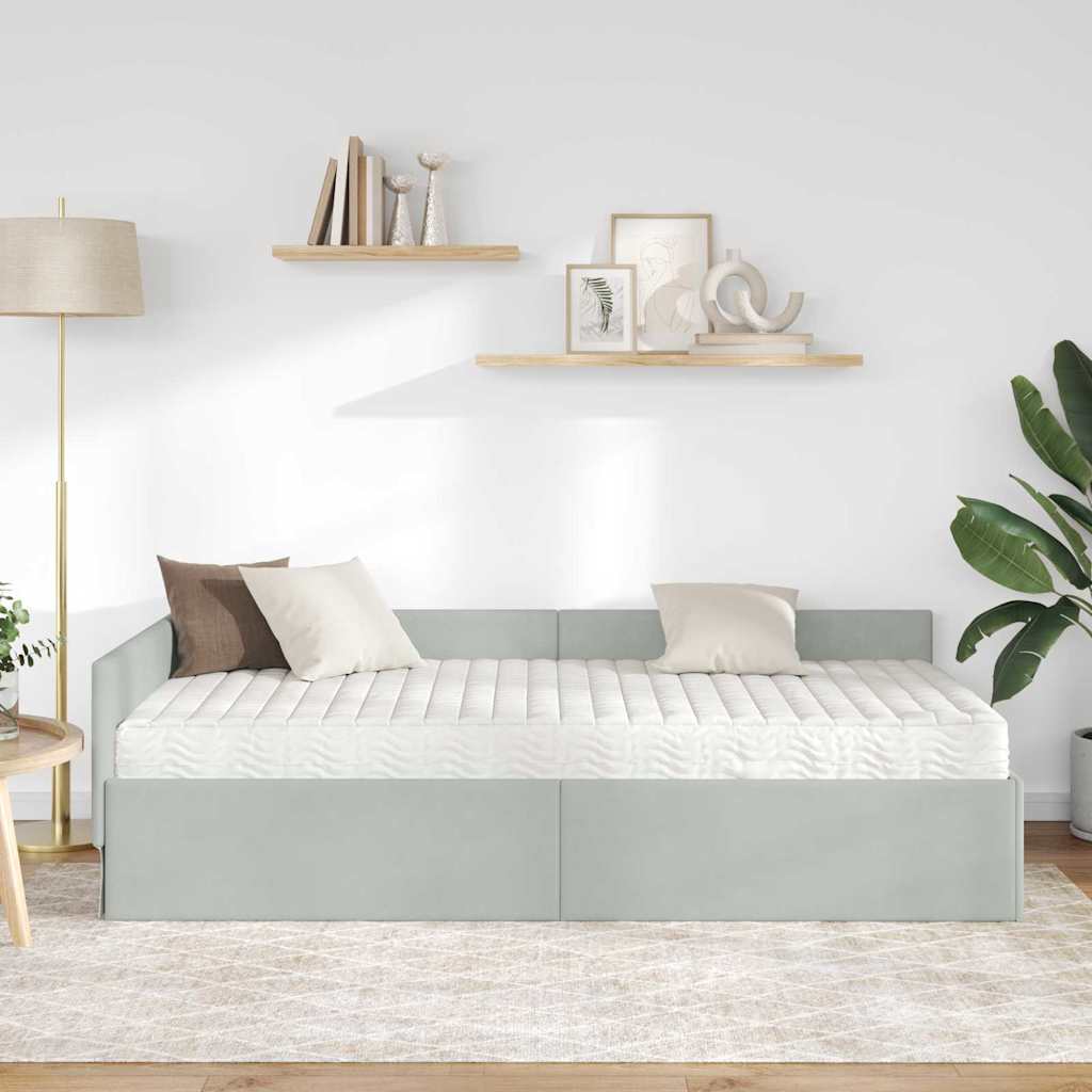 Hoekbedframe met Matras Anders 2 pcs Lichtgrijs Fluweel is nu te koop bij PeponiXL, paradijselijk wonen!