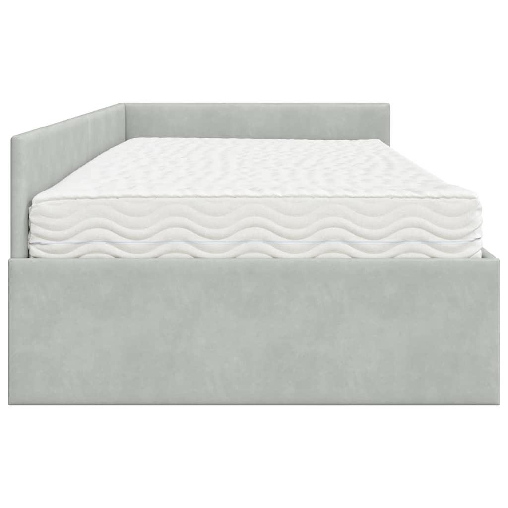 Hoekbedframe met Matras Anders 2 pcs Lichtgrijs Fluweel is nu te koop bij PeponiXL, paradijselijk wonen!