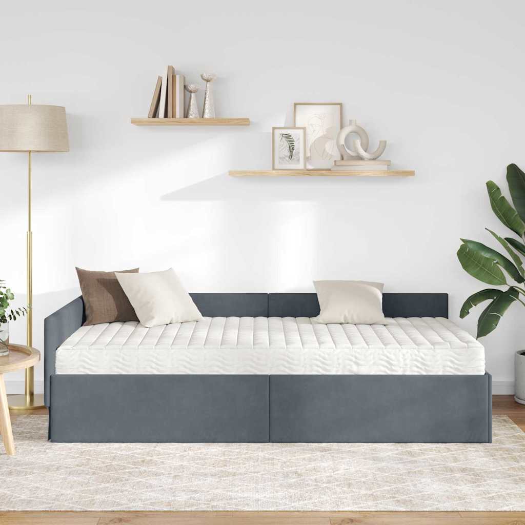 Hoekbedframe met Matras Anders 2 pcs Grijs Fluweel is nu te koop bij PeponiXL, paradijselijk wonen!