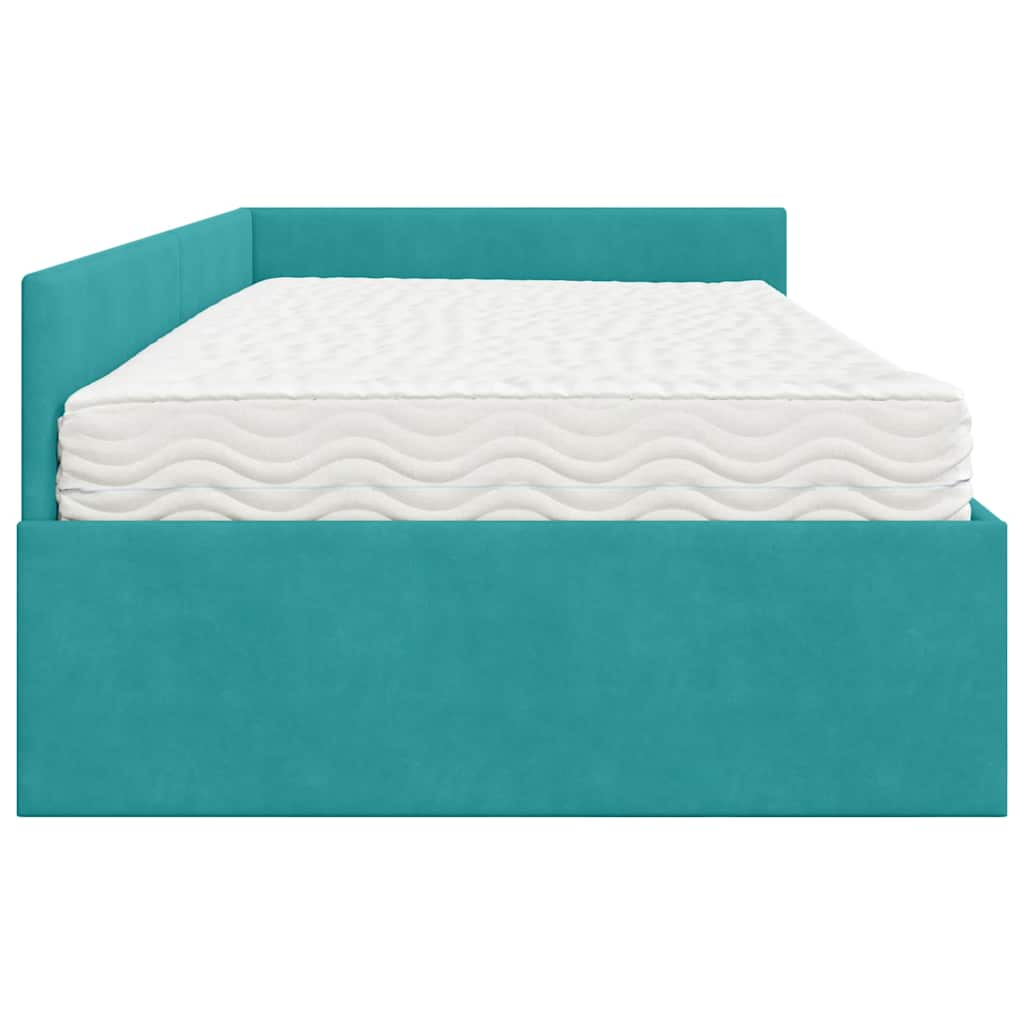 Hoekbedframe met Matras Anders 2 pcs Turquoise Fluweel is nu te koop bij PeponiXL, paradijselijk wonen!