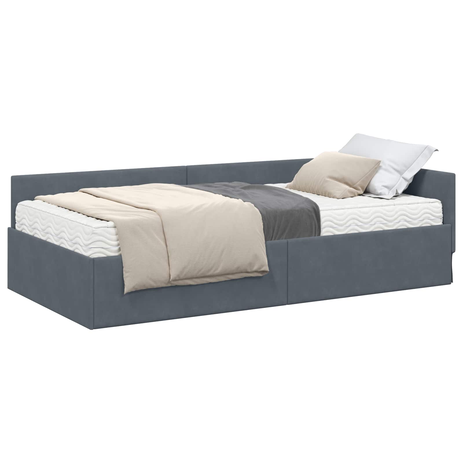 Hoekbedframe met Matras Anders 2 pcs Grijs Fluweel is nu te koop bij PeponiXL, paradijselijk wonen!